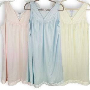 Vintage Vanity Fair Nylon Nightgown Babydoll Blue (M) Yellow (M)‎ Pink (L) Lot 3